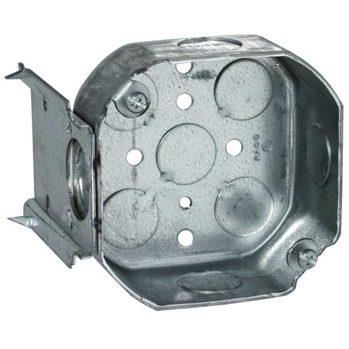 RACO® 158 J-Bracket Octagon Box with Conduit Knockout, 4" x 1-1/2" Deep
