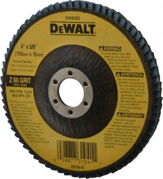 DeWalt® DW8302 Zirconia Flap Disc, 60 Grit, 4" x 5/8"