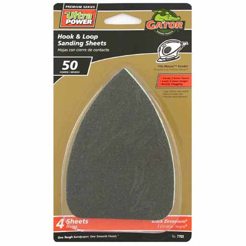 Gator 7703 Detail Hook and Loop Sanding Sheet, 50 Grit