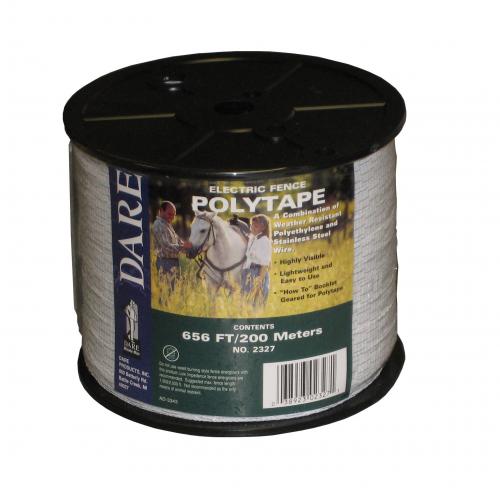 Dare 2327 Electric Fence Poly Tape, 1/2" Wide x 656' (200 Meters), White