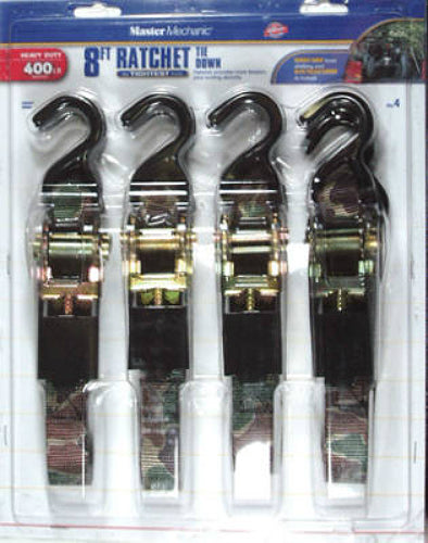 Master Mechanic MM66 Ratchet Tie Down, 1" x  8', 4-Pack
