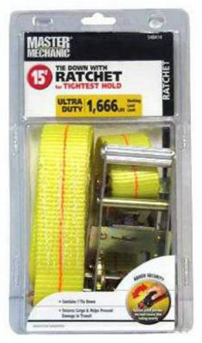 Master Mechanic MM32 Ratchet Tie Down, 1-1/2" x 15'
