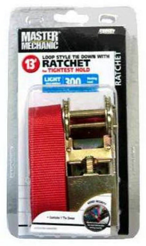 Master Mechanic MM47 Loop Ratchet Tie Down, 1" x 13'