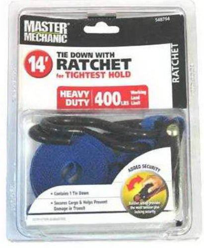 Master Mechanic MM18 Ratchet Tie Down, 1" x 14'