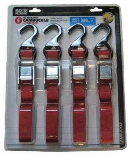 Master Mechanic MM27 Cambuckle Tie Down, 1" x 6', 4-Pack