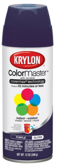 Krylon® K05191302 ColorMaster™ Spray Enamel Paint & Primer, 12 Oz, Gloss Purple