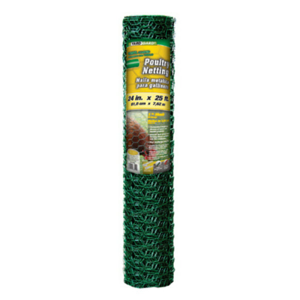 YardGard® 308452B Green PVC Coated Poultry Netting, 20-Gauge, 1" Mesh, 24" x 25'