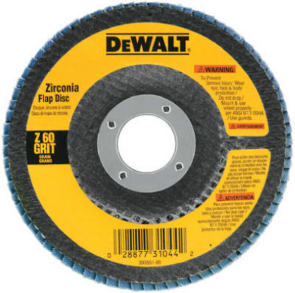 DeWalt® DW8308 High Performance™ Zirconia Flap Disc, 60 Grit, 4-1/2" x 7/8"