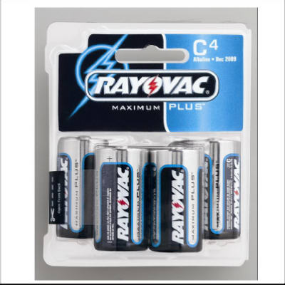 Rayovac 814-4 Size "C" Alkaline Battery, 4 Pack