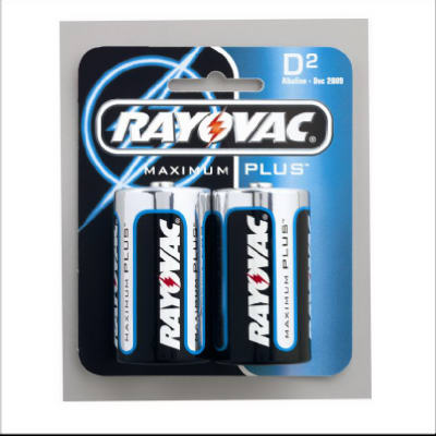 Rayovac 813-2 Size "D" Alkaline Battery, 2 Pack