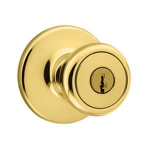Kwikset® 400T-3-6AL-RCS-K3 Tylo Keyed Entry Knob Lockset, Polished Brass Finish