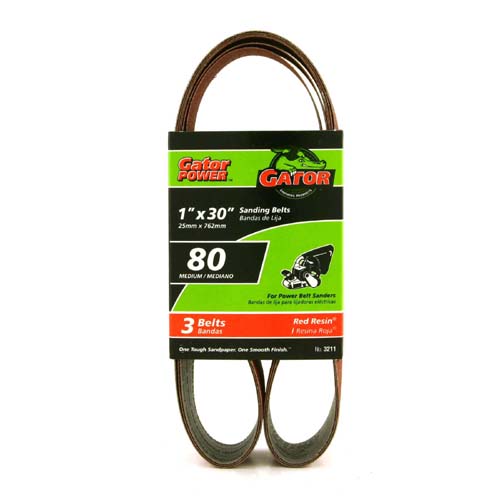 Gator 3211 Bi-Directional Sanding Belt, 80 Grit, 1" x 30"