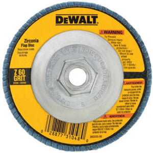 DeWalt® DW8312 High Performance™ Zirconia Flap Disc, 60 Grit, 4-1/2" x 5/8"-11