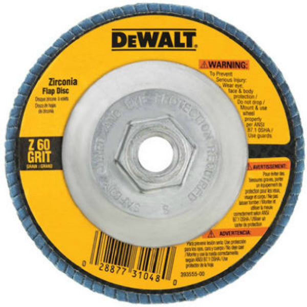 DeWalt® DW8312 High Performance™ Zirconia Flap Disc, 60 Grit, 4-1/2" x 5/8"-11