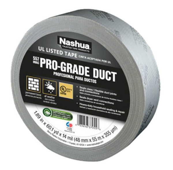 Nashua® 1086927 Pro-Grade UL Listed Duct Tape, Silver, 14 Mil, 1.89"x60 Yd, #557