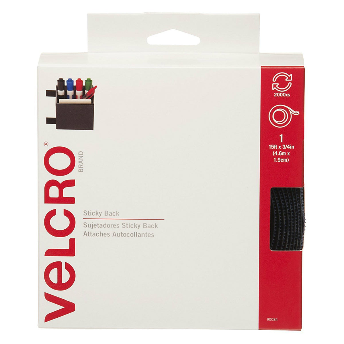 Velcro® 90084 Navy Velcro Sticky Back Tape, 3/4" W x 15' L