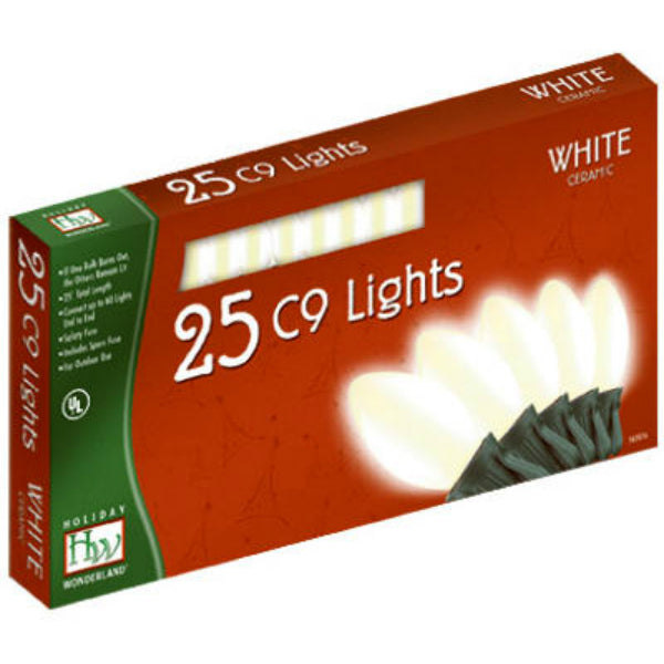 Holiday Wonderland 2924W-88 Christmas C9 Ceramic 25-Light Set, 25', White