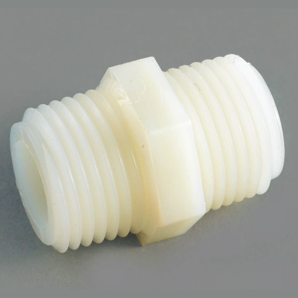 Anderson Metals 53622-06 Nylon Hex Pipe Nipple, 3/8" MPT