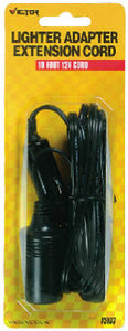 Victor Automotive Lighter Adapter Extension Cord, 10', 12V