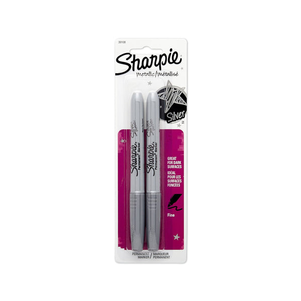 Sharpie® 39108PP Metallic Fine-Point Permanent Marker, Silver, 2-Pack