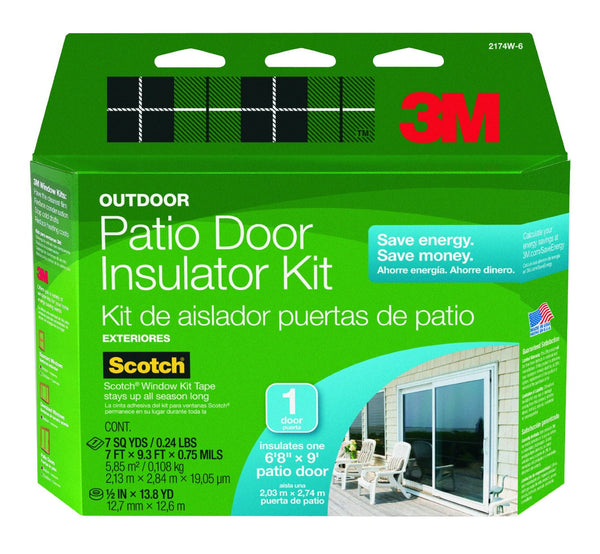 3M 2174W-6 Outdoor Patio Door Insulator Kit, 1-Patio Door
