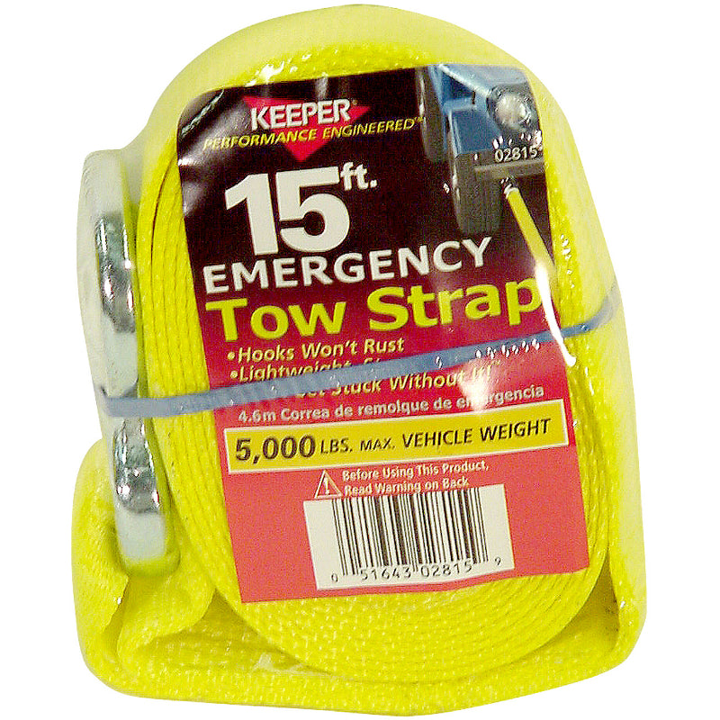 Keeper® 02815 Emergency Tow Strap with Spring Latch, 15'