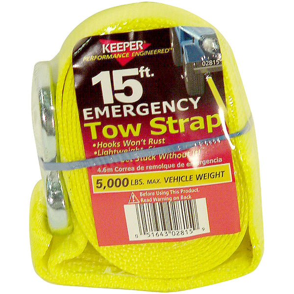 Keeper® 02815 Emergency Tow Strap with Spring Latch, 15'