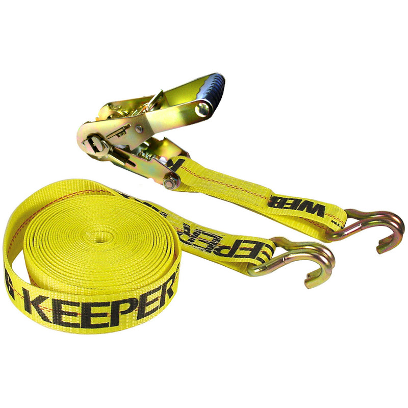 Keeper® 04622 Ratchet Tie-Down with Double J-Hooks, 2" x 27'