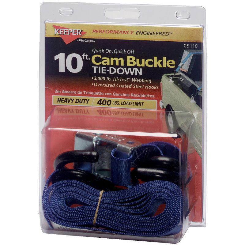 Keeper® 05110 Cam Buckle Tie-Down with S-Hook, 10'