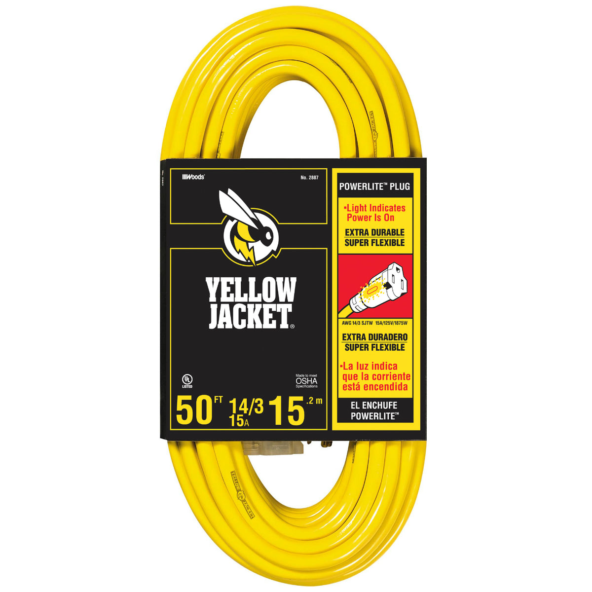 Yellow Jacket® 2887 Extension Cord, 15 Amp, 50'