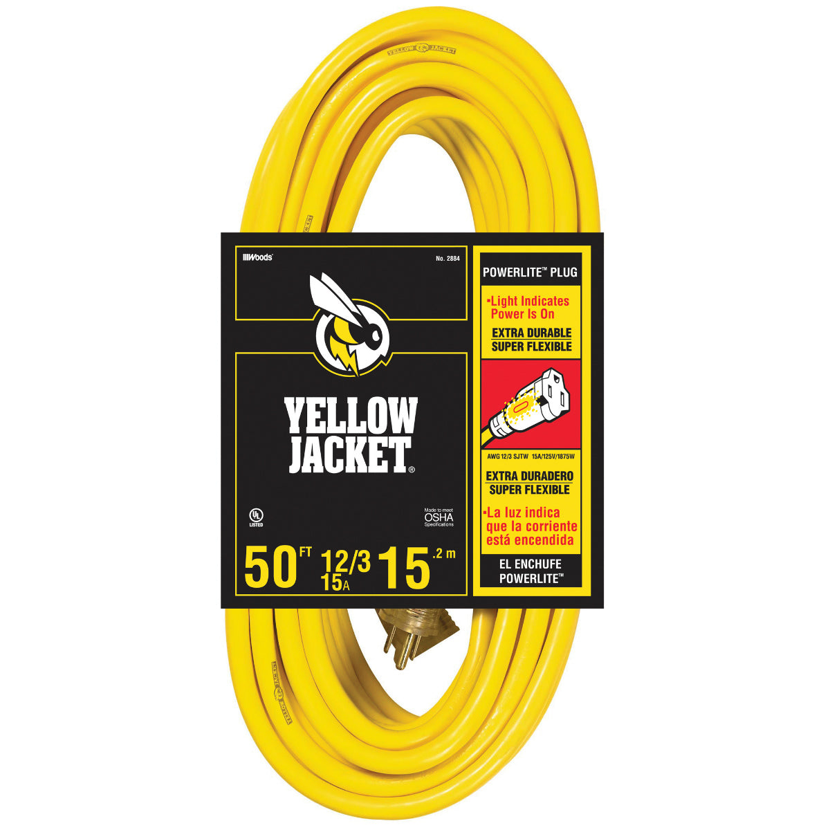 Yellow Jacket 2884 Extension Cord, 15 Amp, 50'