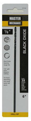 Master Mechanic 571141 High Speed Steel Black Oxide Drill Bit, 1/8" x 6"