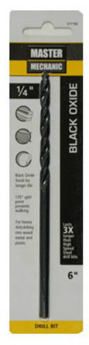 Master Mechanic 571182 High Speed Steel Black Oxide Drill Bit, 1/4" x 6"