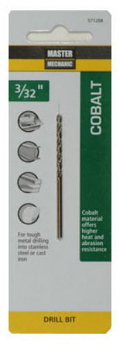 Master Mechanic 571208 Jobber Length Cobalt Drill Bit, 3/32" x 2-1/4"