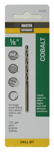 Master Mechanic 571224 Jobber Length Cobalt Drill Bit, 1/8" x 2-3/4"