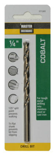Master Mechanic 571265 Jobber Length Cobalt Drill Bit, 1/4" x 4"