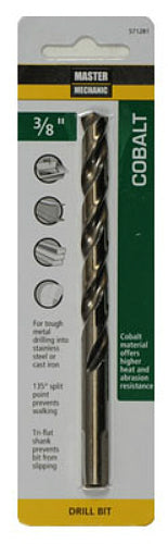 Master Mechanic 571281 Jobber Length Cobalt Drill Bit, 3/8" x 5", Steel