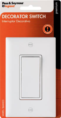 Pass & Seymour Premium Grade Decorator Quiet Switch, 15A, White