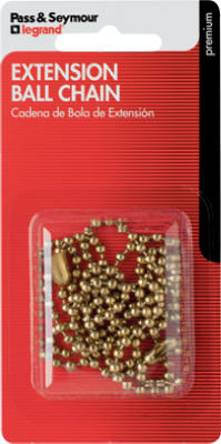 Pass & Seymour 3BBPCC5 Beaded Extension Bell Chain, 3', Brass