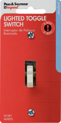 Pass & Seymour Lighted Toggle Switch, 15A, 120V, Ivory