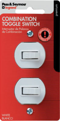 Pass & Seymour 690WGCCC5 Combination Toggle Switch, 15A, White