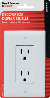 Pass & Seymour Decorator Duplex Receptacle 15 Amp, 125 Volt, White