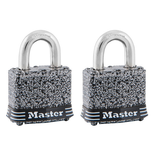 Master Lock 380T Laminated Steel Padlock, 1-9/16", 2-Pack