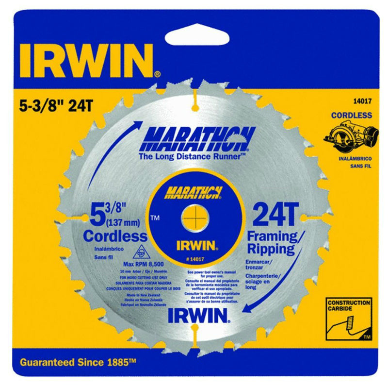 Irwin Tools 14017 Marathon® Cordless Carbide Circular Saw Blade, 5-3/8", 24T