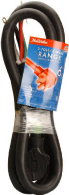 Master Electrician 09046ME Round Range Appliance Power Supply Cord, 6', Black