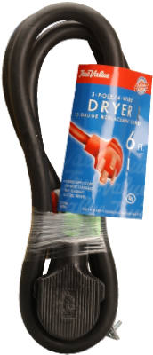 Master Electrician 09156ME Round Dryer Power Supply Cord, 6', 10/4, Black