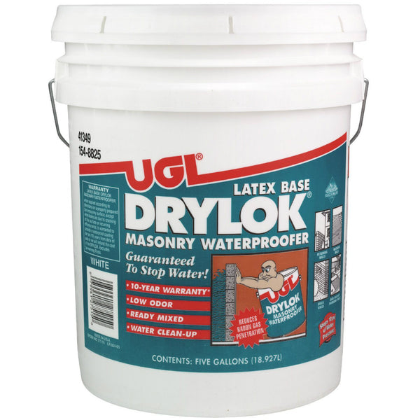 Drylok 27515 Masonry Latex Base Waterproofing Paint, 5 Gallon, White