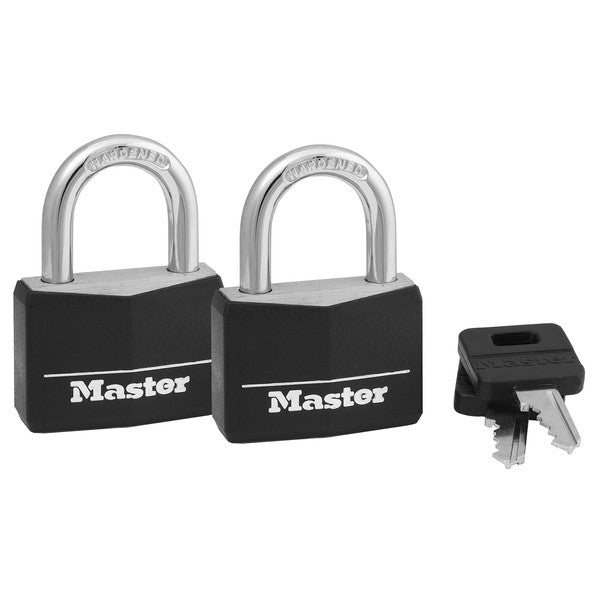 Master Lock 141T Covered Solid Body Padlocks, 1-9/16", Brass, 2-Pack