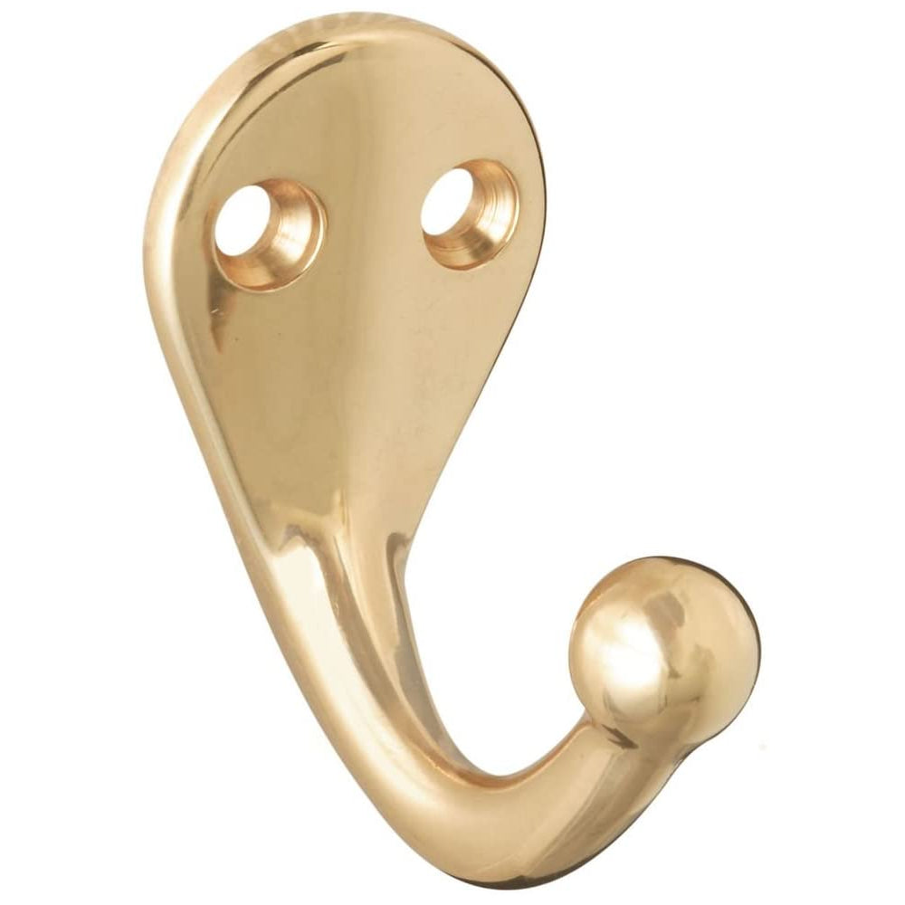 National Hardware N198-119 Single Clothes Hook, Polished Solid Brass