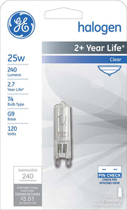 GE Lighting 16754 Single-Ended G9 Base T4 Quartz Halogen Bulb, Clear, 25W